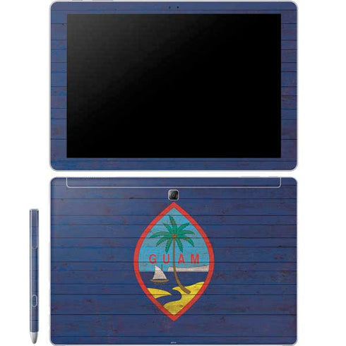 Guam Flag Dark Wood Galaxy Book 12in Skin