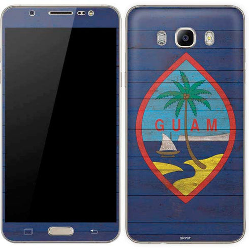 Guam Flag Dark Wood Galaxy J7 Skin