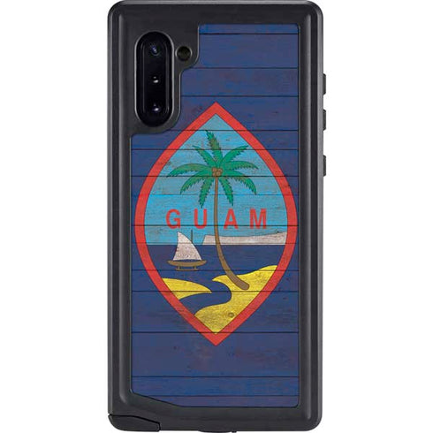 Guam Flag Dark Wood Galaxy Note 10 Waterproof Case