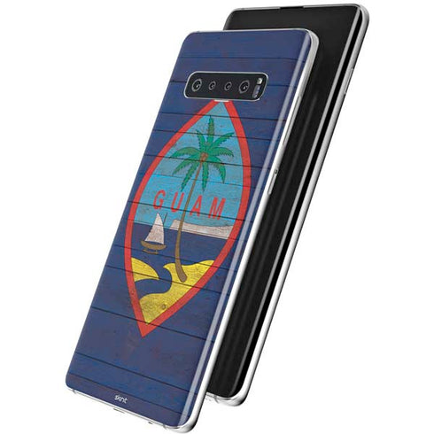 Guam Flag Dark Wood Galaxy S10 Plus Skin
