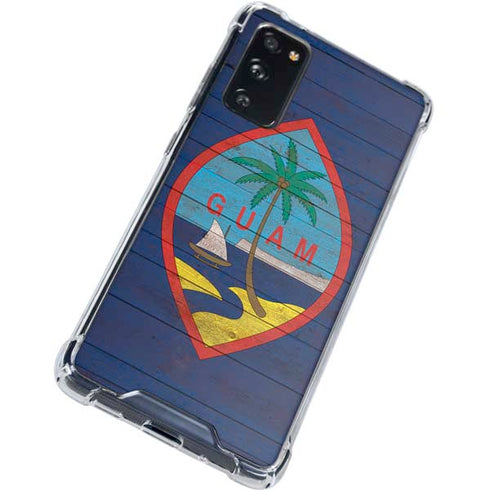 Guam Flag Dark Wood Galaxy S20 FE Clear Case