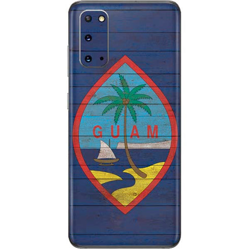 Guam Flag Dark Wood Galaxy S20 Skin