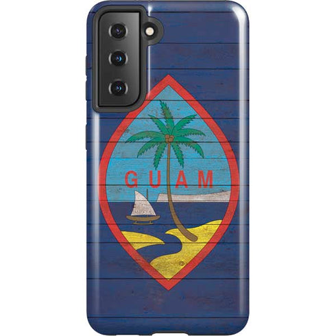 Guam Flag Dark Wood Galaxy S21 5G Pro Case