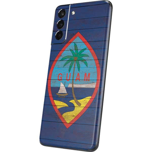 Guam Flag Dark Wood Galaxy S21 5G Skin