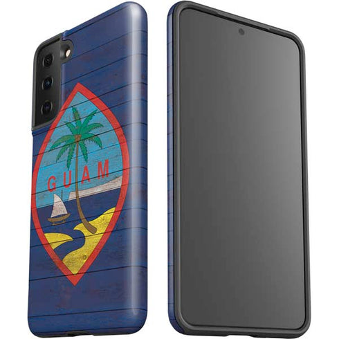 Guam Flag Dark Wood Galaxy S21 FE Pro Case