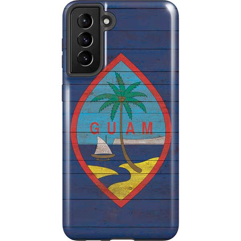 Guam Flag Dark Wood Galaxy S21 Plus 5G Pro Case