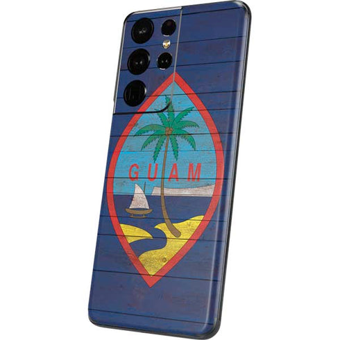 Guam Flag Dark Wood Galaxy S21 Ultra 5G Skin