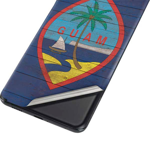 Guam Flag Dark Wood Galaxy S21 Ultra 5G Skin