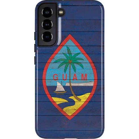 Guam Flag Dark Wood Galaxy S22 Plus Pro Case