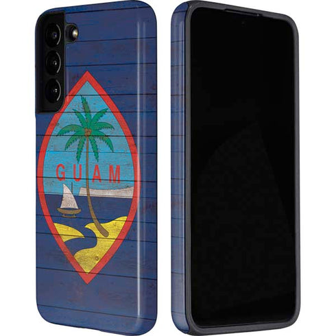 Guam Flag Dark Wood Galaxy S22 Plus Pro Case