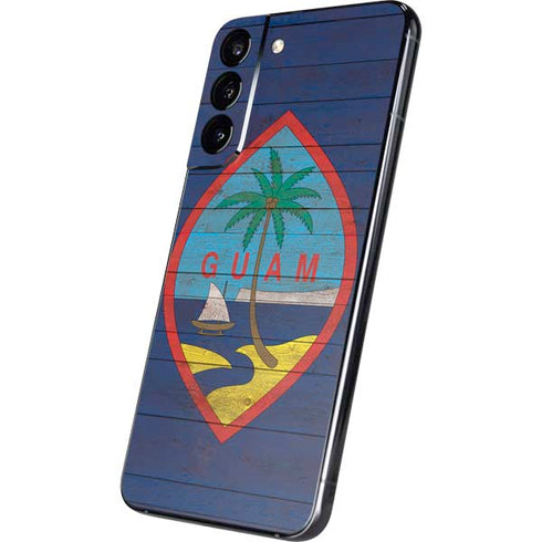 Guam Flag Dark Wood Galaxy S22 Plus Skin