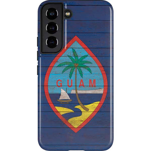 Guam Flag Dark Wood Galaxy S22 Pro Case