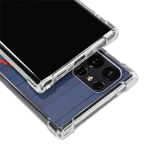Guam Flag Dark Wood Galaxy S22 Ultra Clear Case