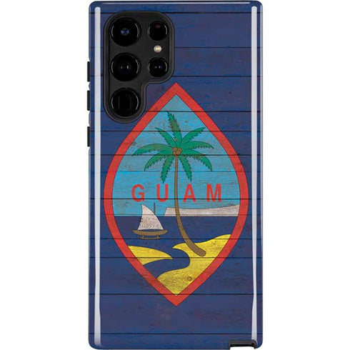 Guam Flag Dark Wood Galaxy S22 Ultra Pro Case