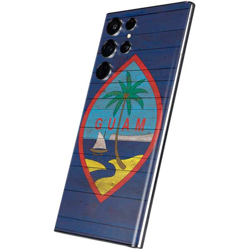 Guam Flag Dark Wood Galaxy S22 Ultra Skin