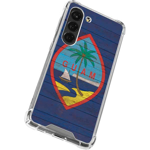Guam Flag Dark Wood Galaxy S23 Clear Case