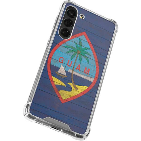 Guam Flag Dark Wood Galaxy S23 Plus Clear Case