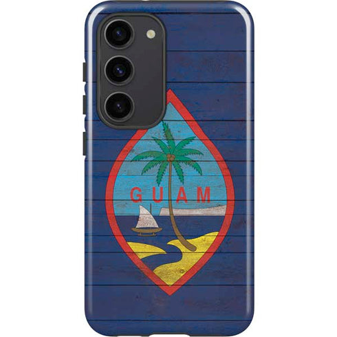 Guam Flag Dark Wood Galaxy S23 Pro Case