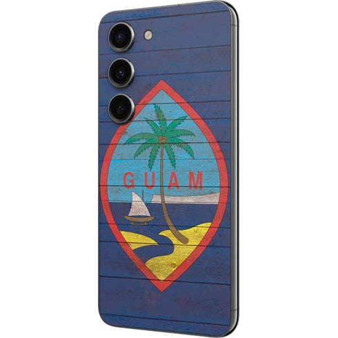 Guam Flag Dark Wood Galaxy S23 Skin
