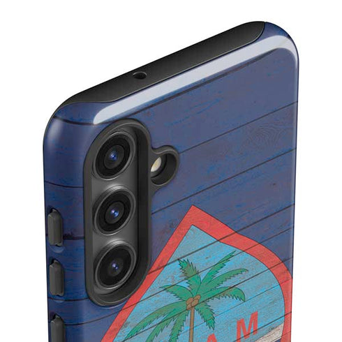 Guam Flag Dark Wood Galaxy S24 Impact Case