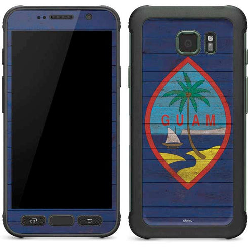 Guam Flag Dark Wood Galaxy S7 Active Skin