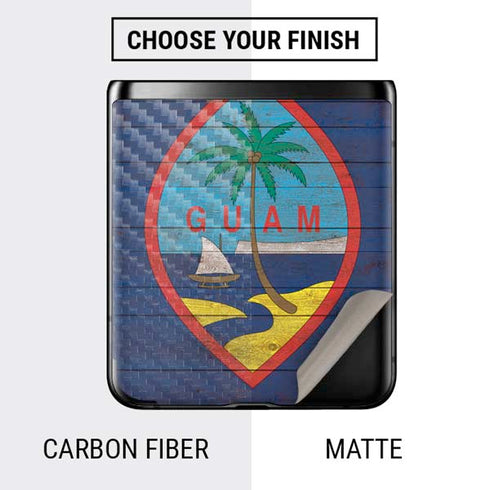 Guam Flag Dark Wood Galaxy Z Flip Skin