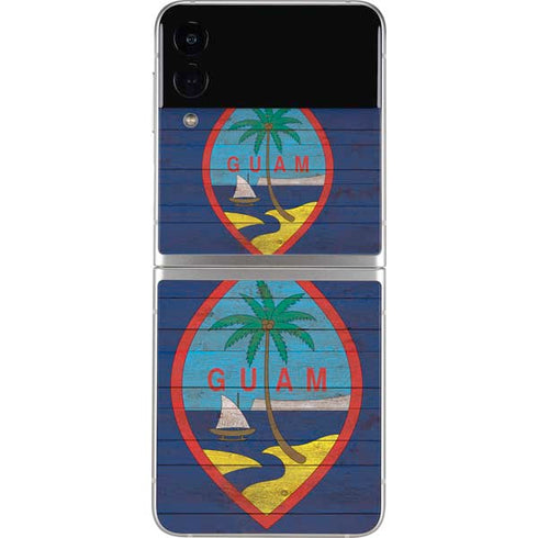 Guam Flag Dark Wood Galaxy Z Flip3 5G Skin