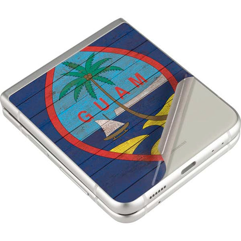 Guam Flag Dark Wood Galaxy Z Flip3 5G Skin