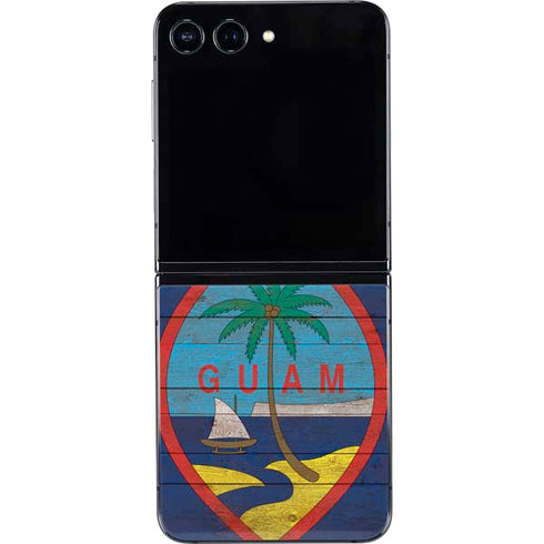 Guam Flag Dark Wood Galaxy Z Flip5 5G Skin