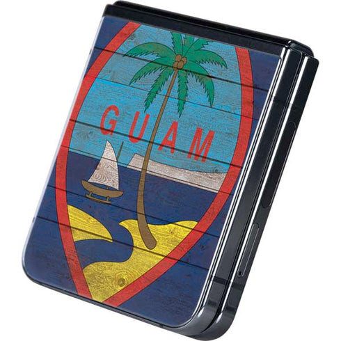 Guam Flag Dark Wood Galaxy Z Flip5 5G Skin
