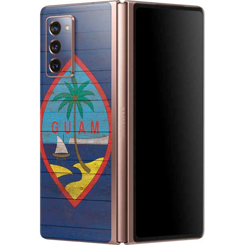 Guam Flag Dark Wood Galaxy Z Fold2 5G Skin