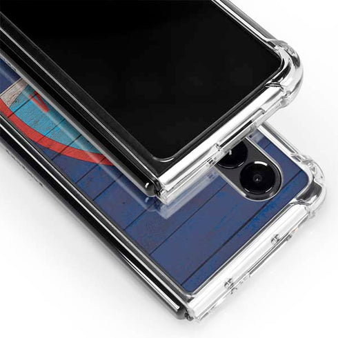 Guam Flag Dark Wood Galaxy Z Fold4 5G Clear Case