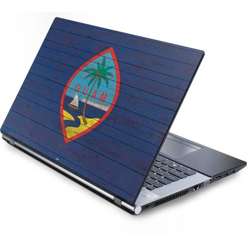 Guam Flag Dark Wood Generic Laptop Skin