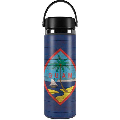 Guam Flag Dark Wood Hydro Flask 20oz Wide Mouth Skin