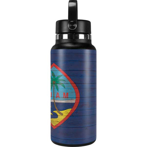 Guam Flag Dark Wood Hydro Flask 32oz Wide Mouth Skin