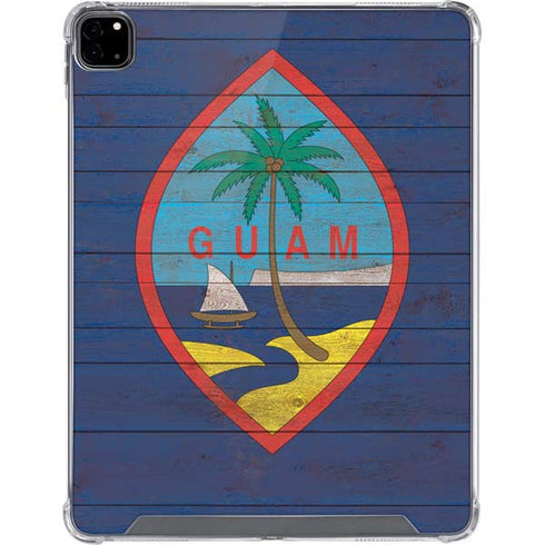 Guam Flag Dark Wood iPad Pro 12.9in (2020) Clear Case