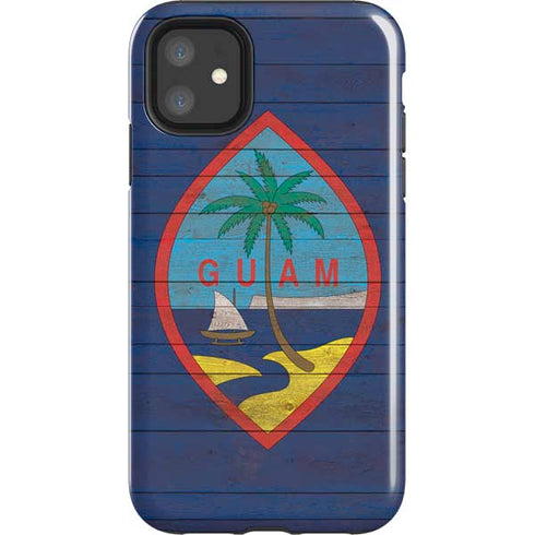Guam Flag Dark Wood iPhone 11 Impact Case