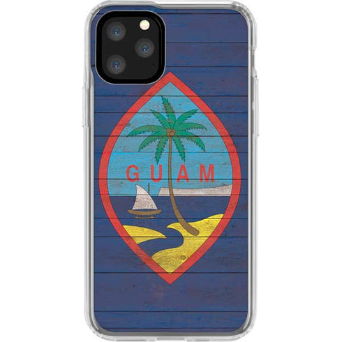 Guam Flag Dark Wood iPhone 11 Pro Clear Case