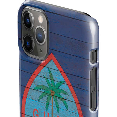 Guam Flag Dark Wood iPhone 11 Pro Lite Case