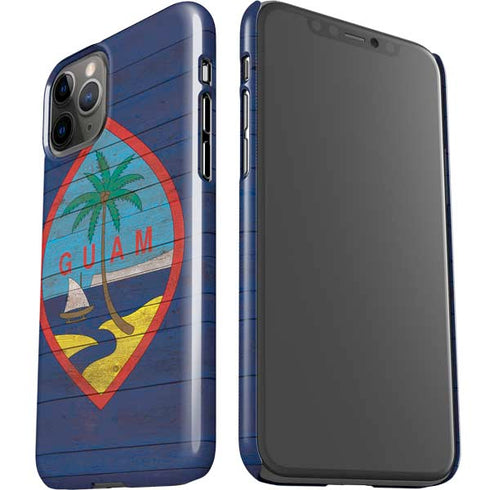 Guam Flag Dark Wood iPhone 11 Pro Lite Case