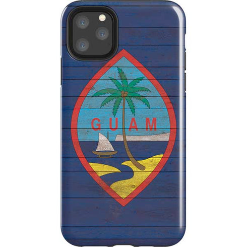 Guam Flag Dark Wood iPhone 11 Pro Max Impact Case