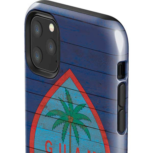 Guam Flag Dark Wood iPhone 11 Pro Max Impact Case