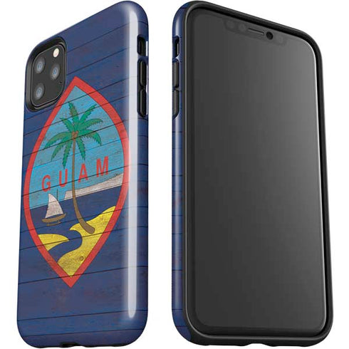 Guam Flag Dark Wood iPhone 11 Pro Max Impact Case