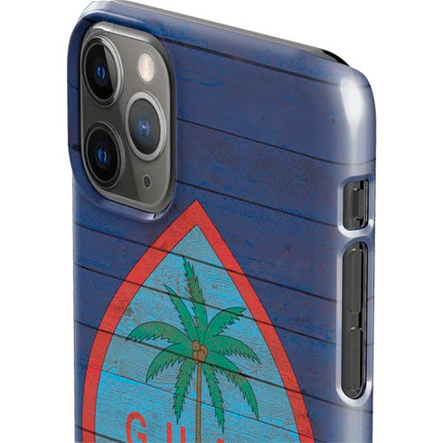 Guam Flag Dark Wood iPhone 11 Pro Max Lite Case