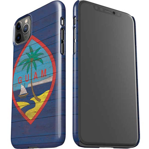 Guam Flag Dark Wood iPhone 11 Pro Max Lite Case