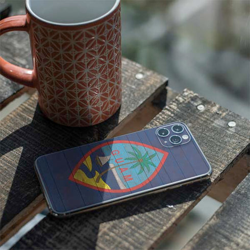 Guam Flag Dark Wood iPhone 11 Pro Max Skin