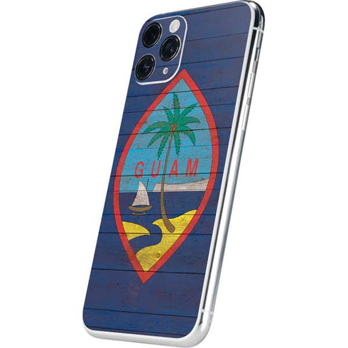 Guam Flag Dark Wood iPhone 11 Pro Skin