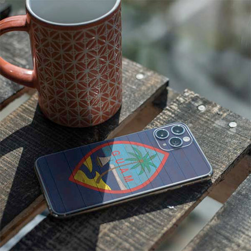 Guam Flag Dark Wood iPhone 11 Pro Skin