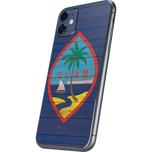 Guam Flag Dark Wood iPhone 11 Skin
