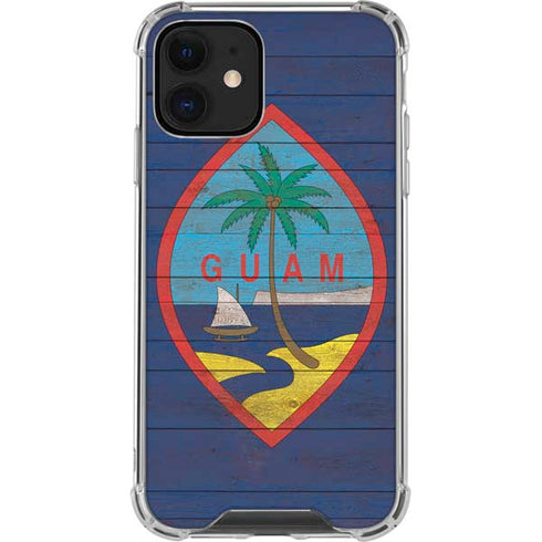 Guam Flag Dark Wood iPhone 12 Mini Clear Case